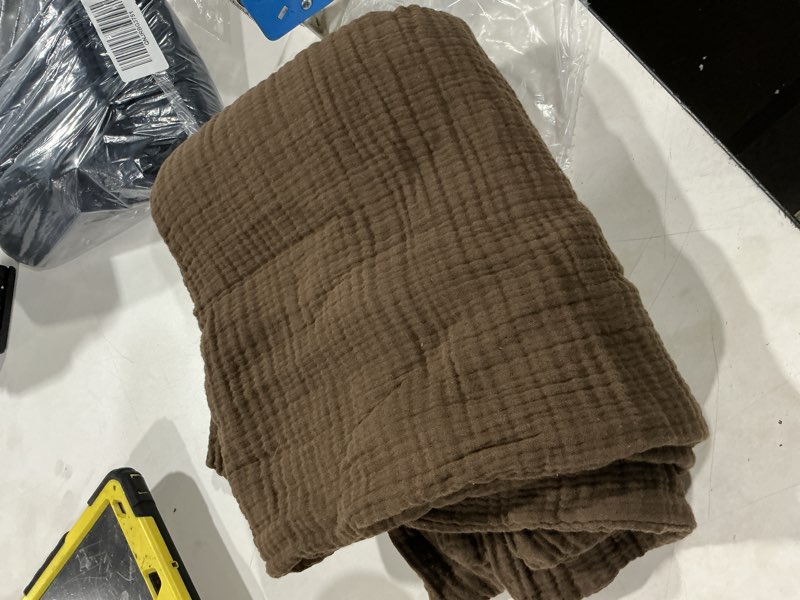 Condition photo showing As Is for organic cotton gauze sham set king brown