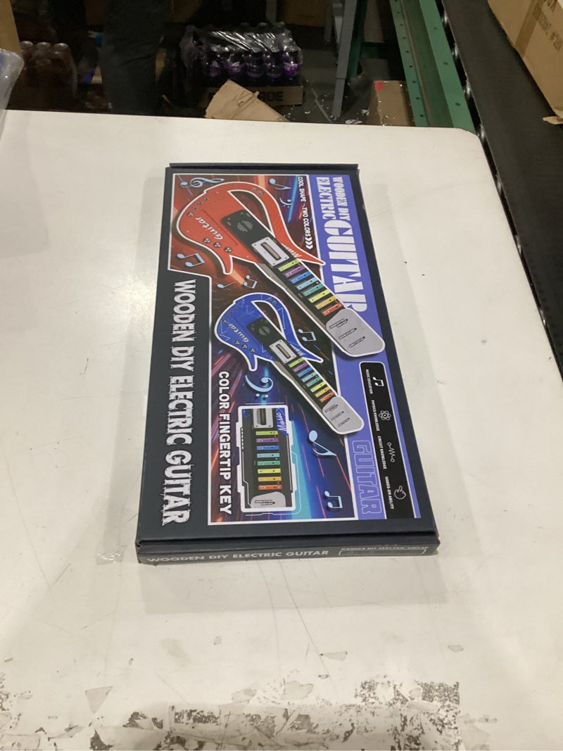 Condition photo showing New/Like New for SkilLify Guitar Toy for Kids, 3-in-1 Musical Instrument Toy, Keyboard Piano & Bass Sounds, DIY Electronic Wooden Play Guitar Kit for 5-12 Year Old Children Boys Girls Gifts(Red)