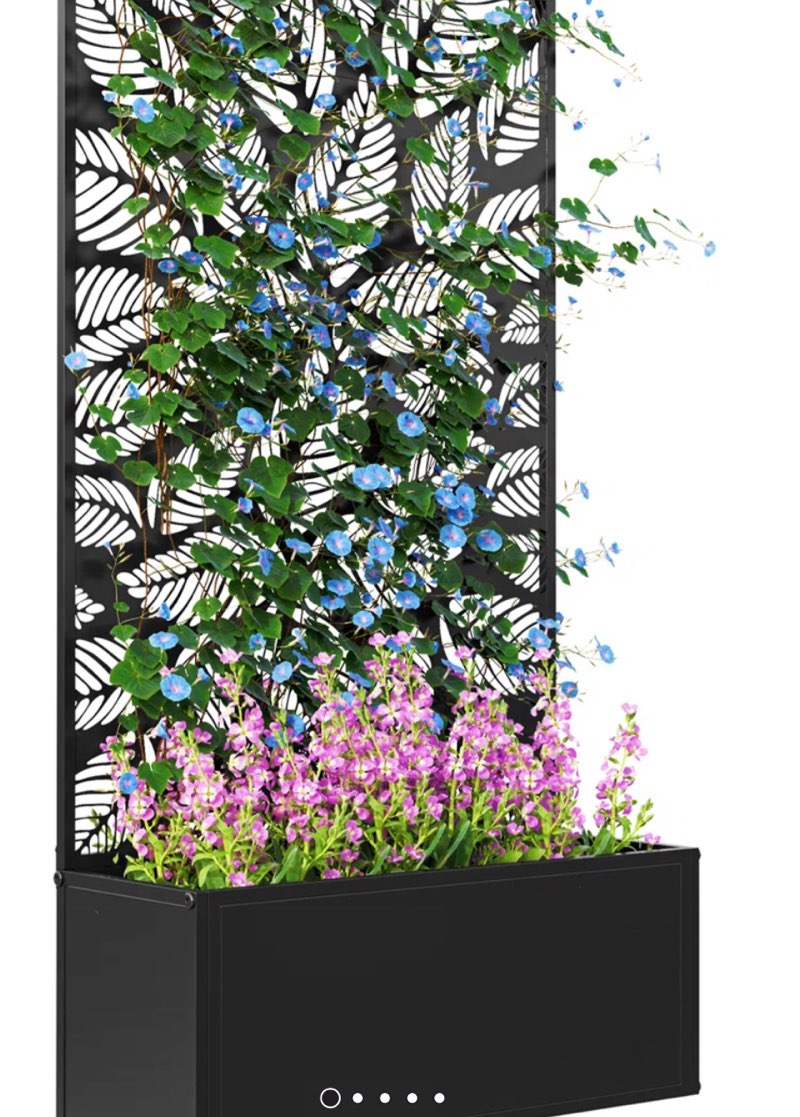 Metal Raised Garden Bed with Trellis for Climbing Plants, Freestanding or Wall Mounted Flower Bed with Privacy Panel, Outdoor Planter Box for Garden, Patio, Balcony