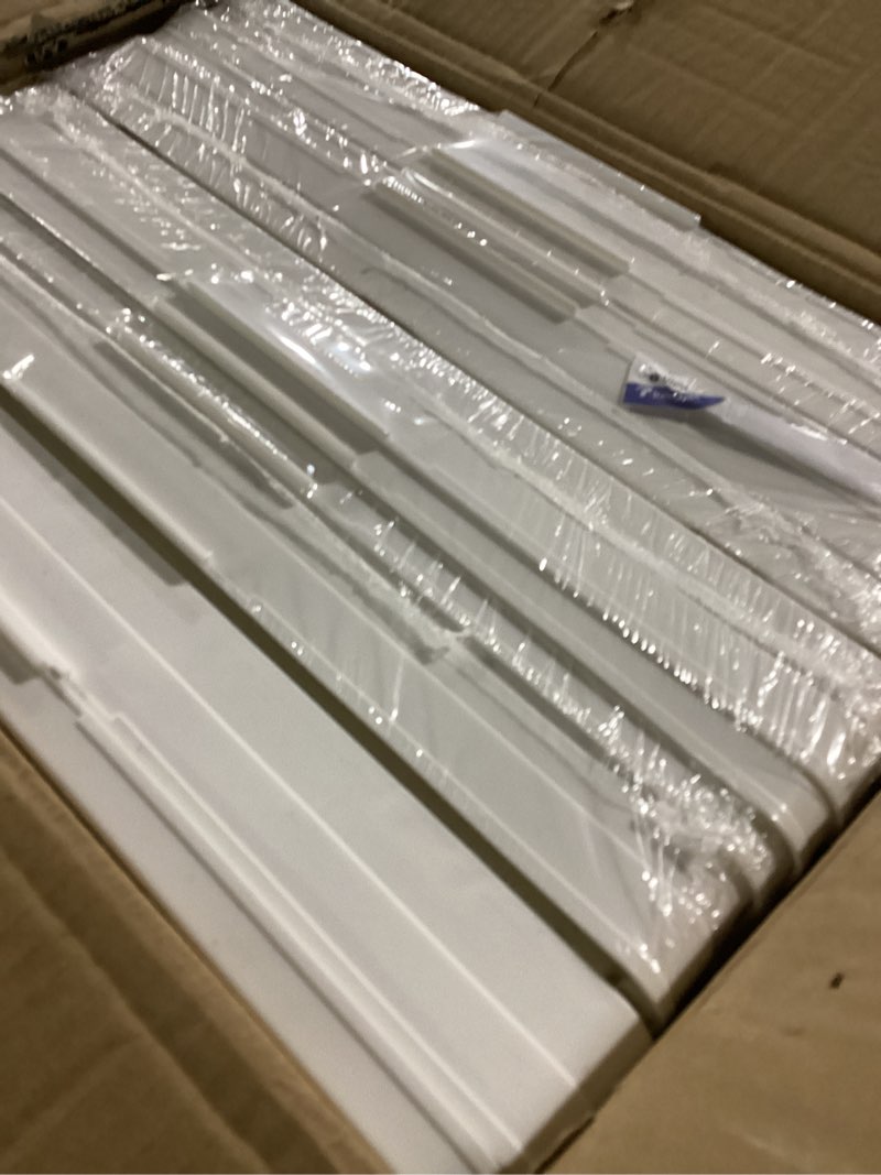 Condition photo showing New/Like New for olarhike 97qt stackable storage bins with lids - folding storage box with doors and wheels, collapsible plastic storage drawers for closets and organization, garage, 5 pack cubes 97qt-white 5pack