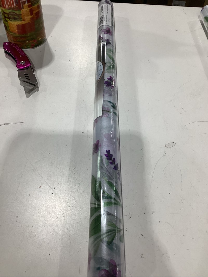 Condition photo showing New/Like New for somwise frosted glass window privacy film with tools, heat blocking, anti-uv, anti-glare, static cling, decor for home bathroom door, renter friendly, removable, reusable, purple 23.5inchx78.5inch frosted lavender 23.5*78.5