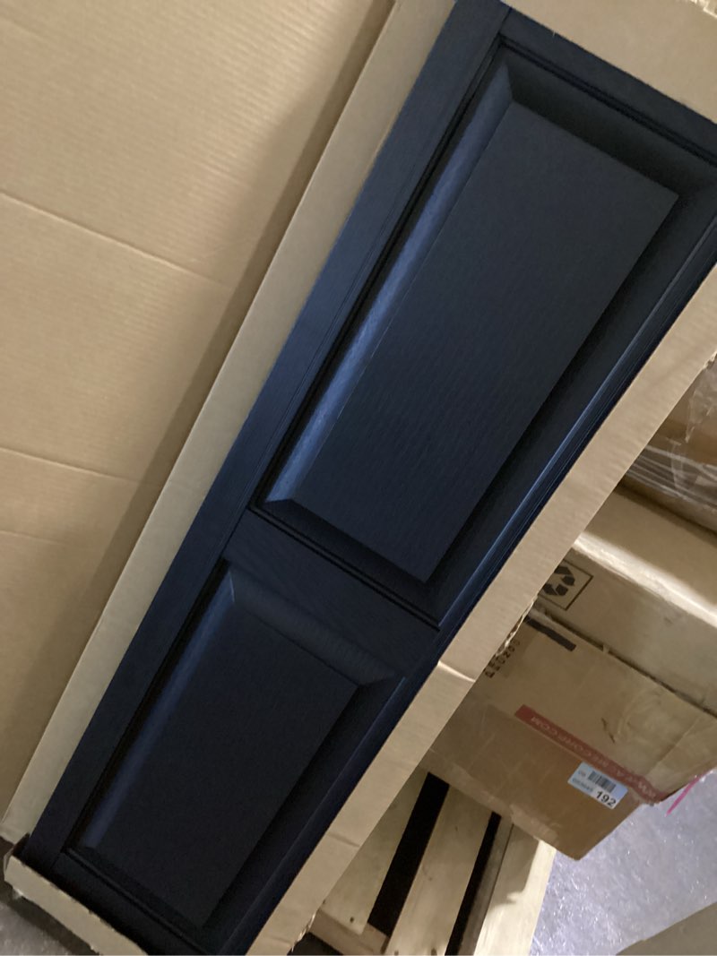 Condition photo showing Good Condition for unknown size.. ekena millwork lifetime vinyl lp2s12x03500bl standard two equal panel vinyls, raised panel vinyl shutters, w/installation shutter-lok's & matching screws (per pair), 12\"w x 35\"h, black 002 - black 12-in. w x 35-in. h