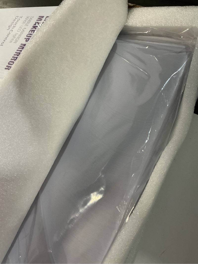 Condition photo showing New/Like New for hieey lighted makeup mirror, hollywood vanity mirror with lights, three color lighting modes, and 5x magnification mirror, smart touch control, 360°rotation (17.3in,white,gift box) 17.3"l x 13"w (96 led)