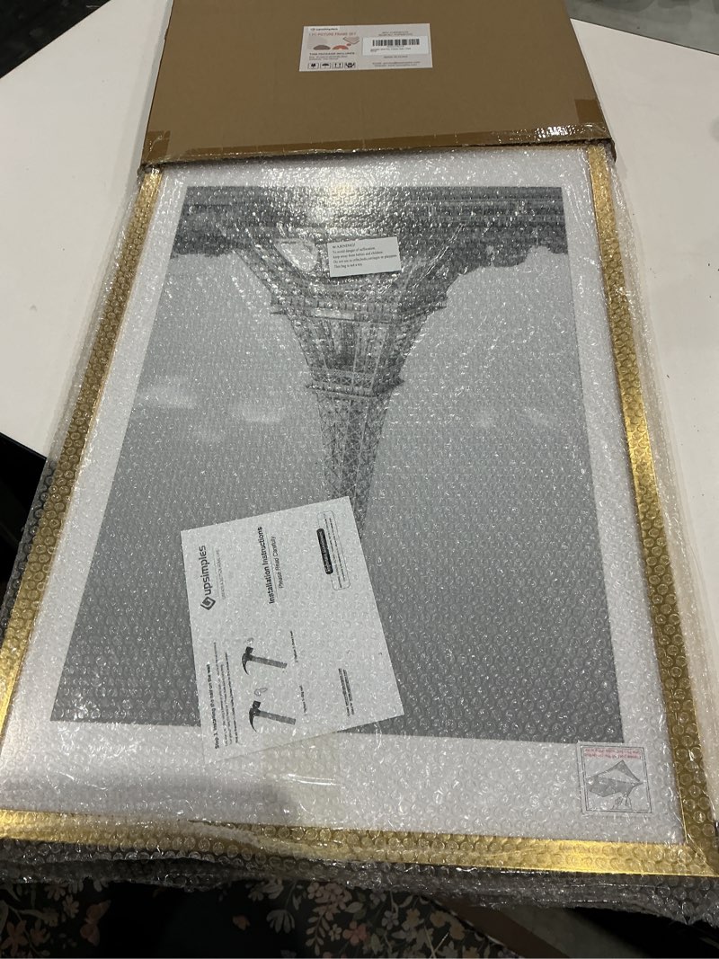 Condition photo showing Good Condition for upsimples 16x24 picture frame, display pictures 14x20 with mat or 16 x 24 without, wall hanging poster frames, gold, 1 pack gold 16x24