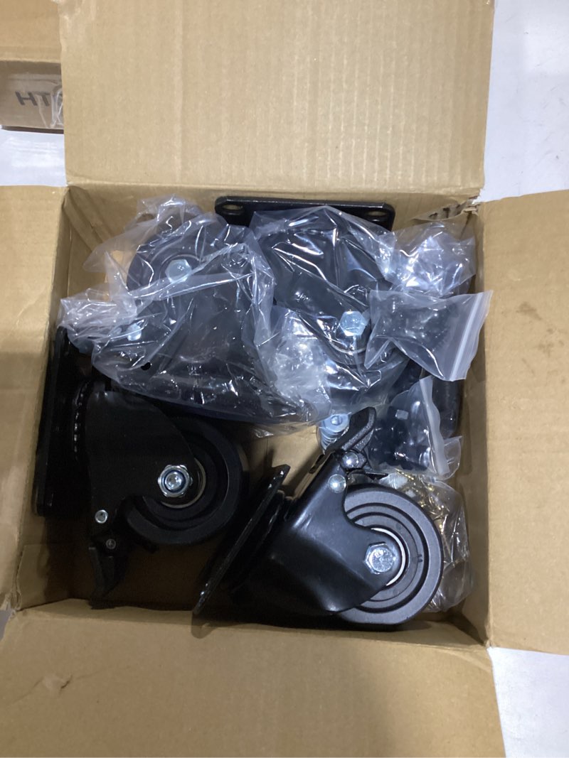 Condition photo showing New/Like New for 3 Inch Heavy Duty Casters Set of 4, Load 4400lbs, Locking Swivel Plate Industrial Casters with Double Ball Bearings, Low Gravity Center Castor Wheels for Furniture, Workbench, Equipment