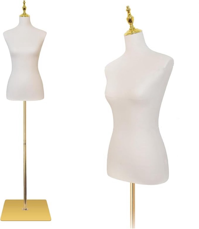 EaseHome Dress Form Mannequin, Height Adjustable 54”-76” Leather Female Manikin Torso,Model Display Body Stand with Detachable Bracket and Rectangular Base Beige