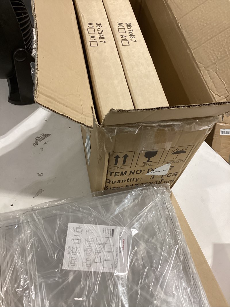 Condition photo showing New/Like New for 3 pack xxx-large tall boot storage organizer 17.3x13x13, acrylic display case shoe boxes extra large helmet showcase clear stackable hangbag tote bag with magnetic lid, 3 pack boxes with 2 shoe bags clear xxx-large 3