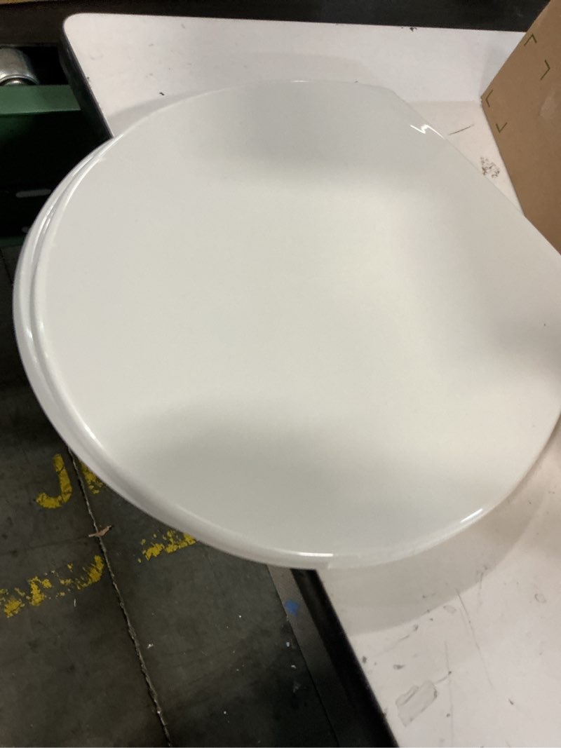 Condition photo showing As Is for wssrogy toilet seat elongated with slow close hinges, four bumpers never loosen and easily remove, two sets of parts, plastic, white elongated white - adult seat