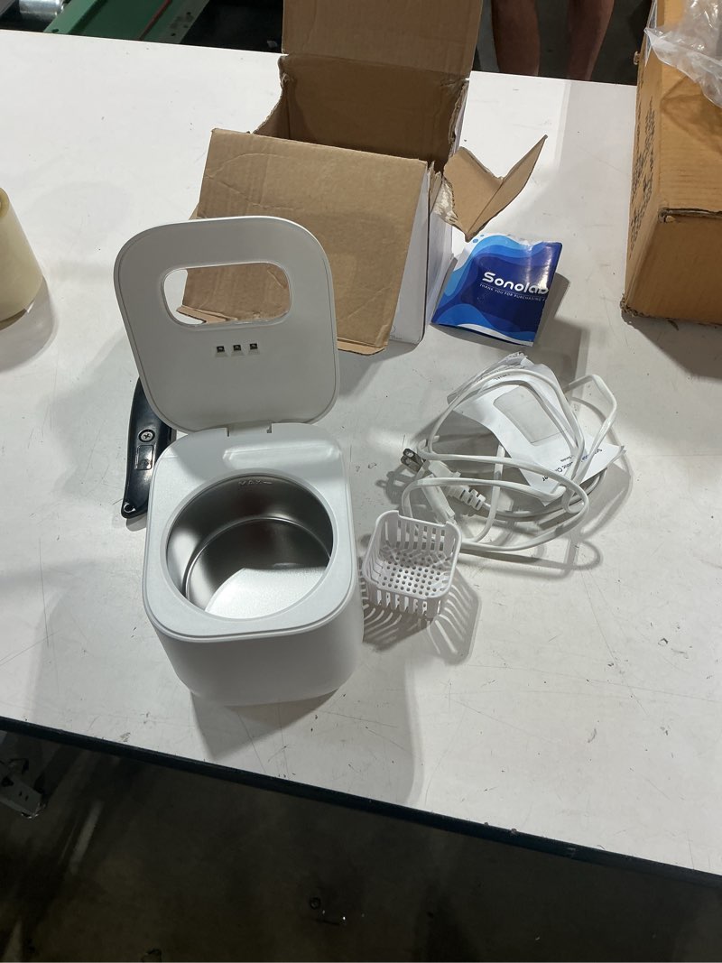 Condition photo showing Good Condition for sonolab 1 ultrasonic retainer cleaner machine with replaceable tanks, 45khz dentures cleaner for deep cleaning, 240ml large capacity for mouth guard braces, night guards & jewlery