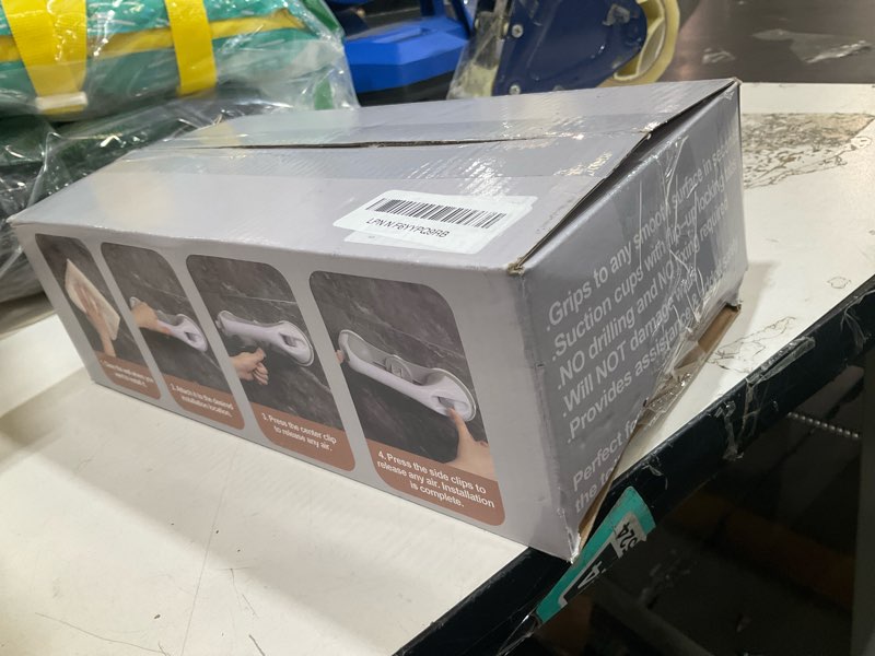 Condition photo showing Good Condition for grab bars for bathtubs and showers, 2 pack no-drill suction shower handles with 3 suction cups, removable bathroom safety balance bars for seniors, smooth tile & glass, gray