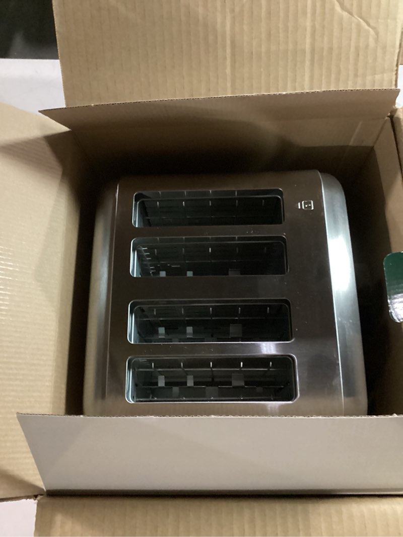 Condition photo showing Good Condition for Cuisinart 4 Slice Compact Stainless Steel Toaster with Extra-Wide Slots for Bread, French Toast, Bagels & Pastries, Defrost & Reheat Functions, CPT-180P1, Brushed Stainless, Removable Crumb Tray