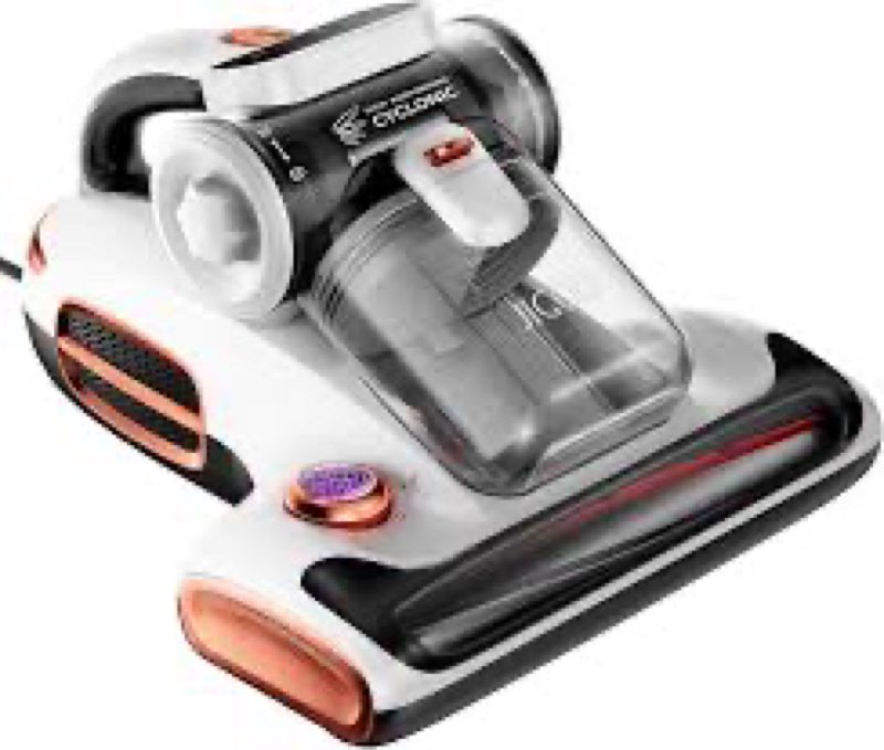 JIGOO T600 Mattress Vacuum Cleaner with UV-C Light, 15Kpa Suction 700W Powerful Double-Cup Handheld Vacuums, Bed Cleaner with Smart Dust Sensor, Ultrasonic, Heating Tech, MIF Filter