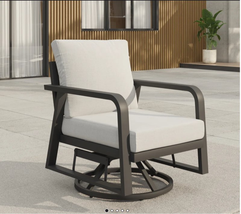 Silve Aluminum Silver Gray Outdoor Lounge Swivel Chair INCOMPLETE 