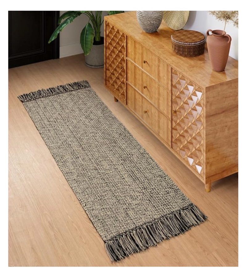 collive hallway runner rug, 2x5 washable natural/black modern entryway runner rug hand-woven cotton boho kitchen runner rugs for bedroom laundry room rug front door farmhouse bathroom rug outdoor