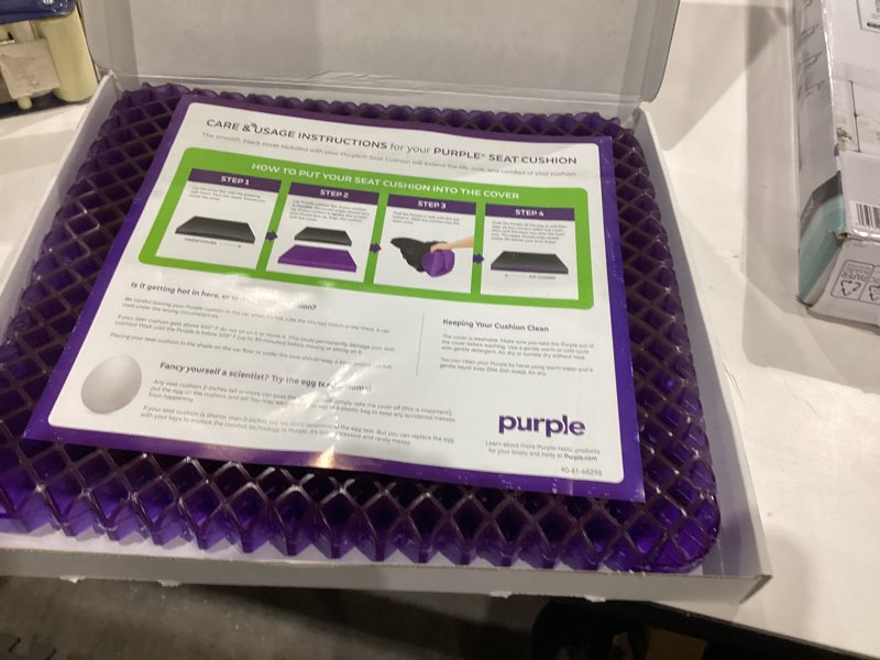Condition photo showing Good Condition for purple simply seat cushion | pressure reducing grid designed for ultimate comfort | designed for cars and travel | made in the usa