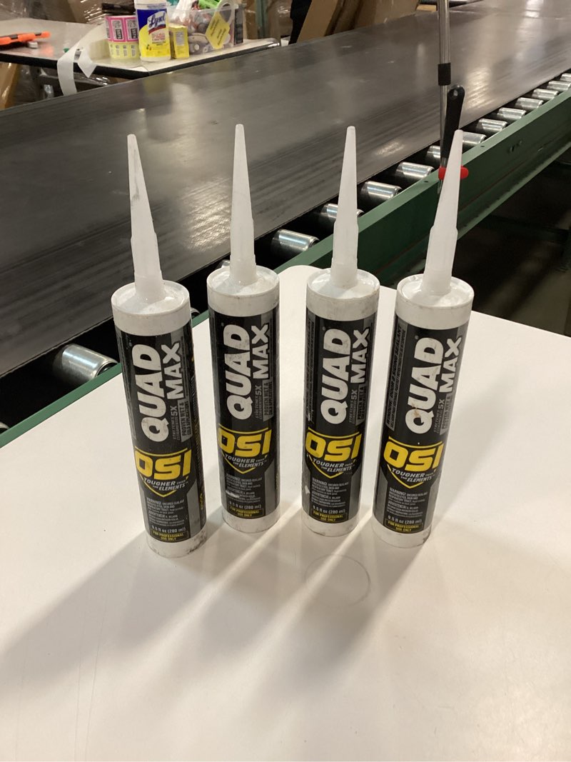 Condition photo showing New/Like New for OSI Quad Max Window, Door and Siding Sealant 9.5 oz Single (004 Artic White) 4 PACK 
