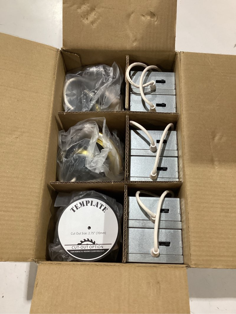 Condition photo showing New/Like New for popanu premium shiny gold 3-inch led recessed lights - 5 cct 3 inch eyeball ceilling gimbal potlight, dimmable recessed lights fixture with junction box, 8w cct adjustable, shiny gold, 6p 3 inch gold