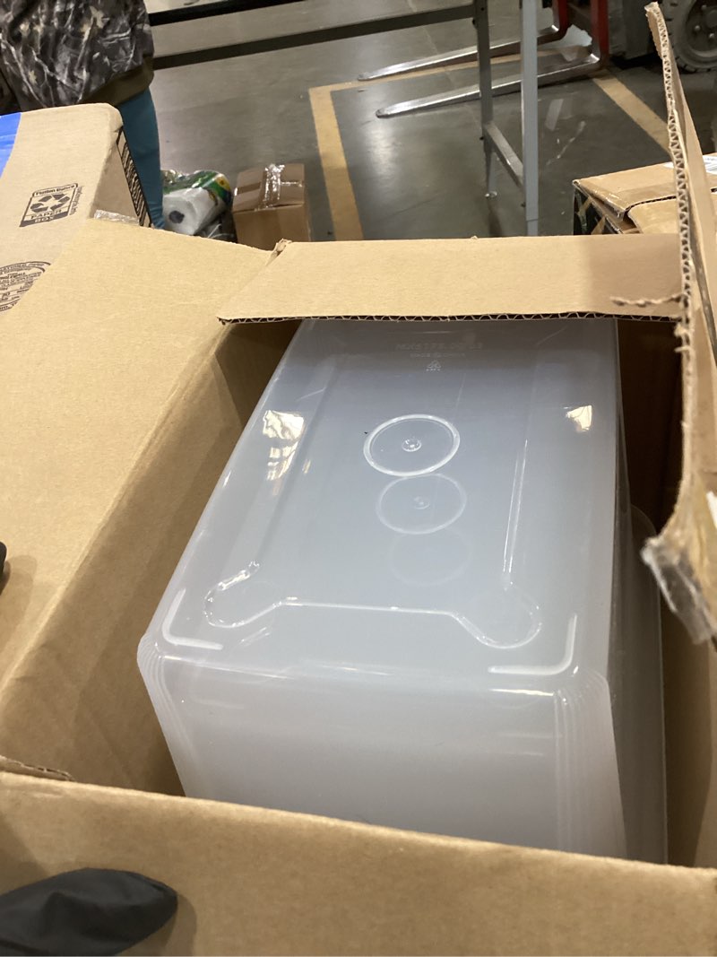 Condition photo showing Good Condition for Citylife 4 Packs 6 QT Storage Bins with Lids Clear Plastic Bins with Grey Handle Stackable Storage Containers for Organizing 6.0QT 4 PACK