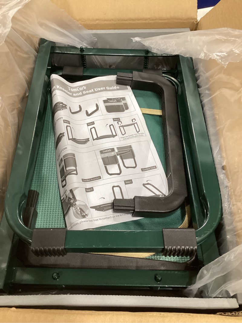 Condition photo showing New/Like New for TomCare Garden Kneeler and Seat 11.14” Wider Larger Soft Kneeling Pad Garden Bench with 2 Large Tools Pouches Heavy Duty Foldable Garden Stool Gardening Gifts for Women Men Gardeners Seniors, Green