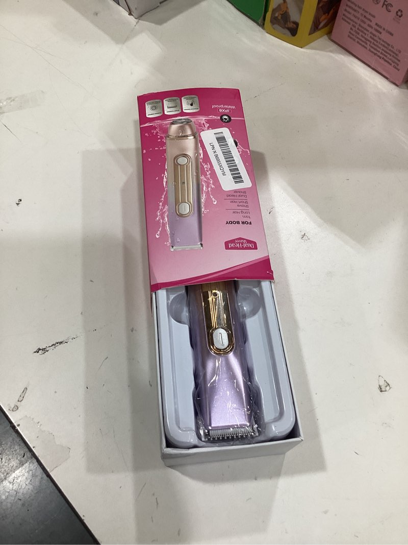 Condition photo showing New/Like New for Bikini Trimmer for Women, 2-in-1 Electric Razor for Pubic Hair & Body - Painless Wet/Dry Shaver with IPX7 Waterproof, Rechargeable Cordless Groomer for Legs, Underarm & Face (Mauve)