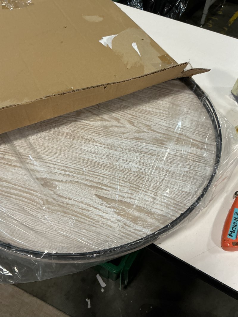 Condition photo showing Good Condition for 21" lazy susan wood turntable organizer for kitchen decor, farmhouse round wooden lazy susan organization and storage for cabinet, dining table, bathroom, countertop,centerpiece, home decor whitewased white 21 inches