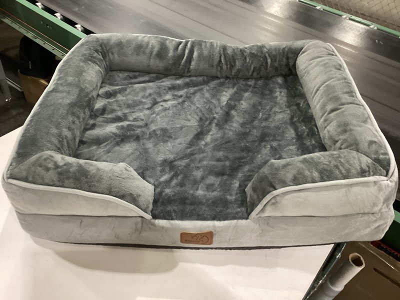 Condition photo showing Good Condition for Bedsure Orthopedic Dog Bed Medium Size Dogs - Washable Small Medium Dog Cat Bed Waterproof, Comfort Cats Couch Sofa with Washable Removable Cover, Pets Bed with Nonskid Bottom, Grey, 28" 28"L x 23"W x 6.5"Th Grey