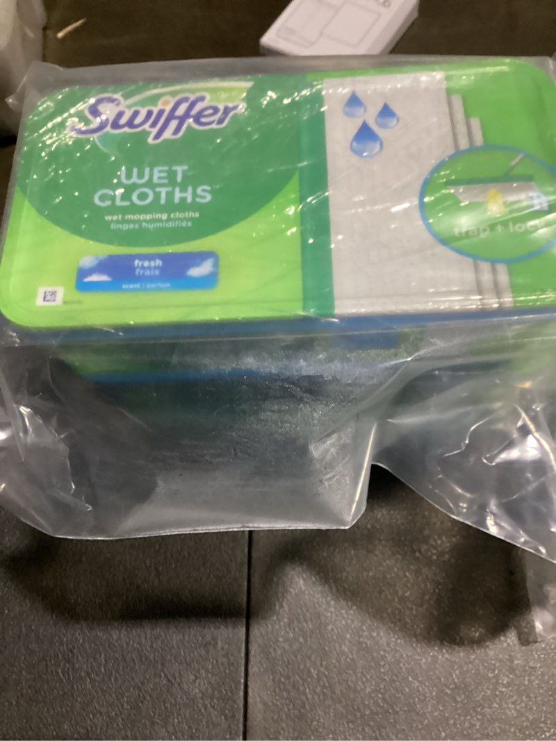 Condition photo showing Good Condition for swiffer sweeper wet mopping pad refills, open-window fresh scent, 24 count