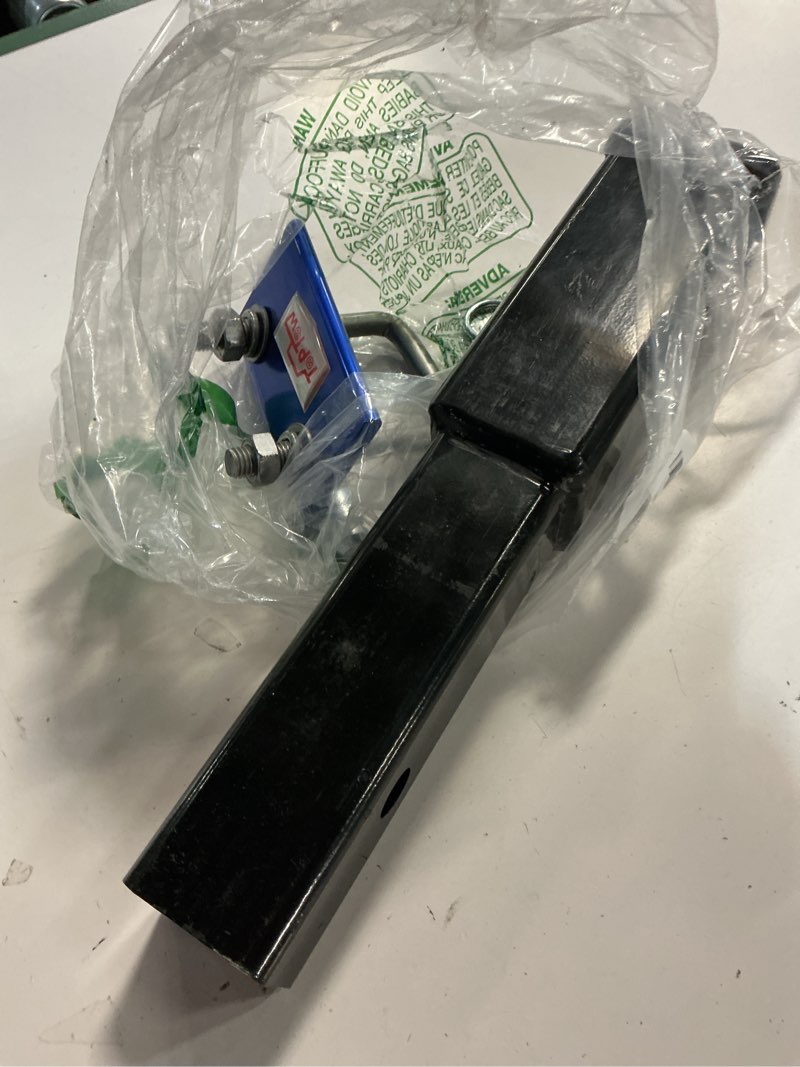 Condition photo showing Good Condition for toptow hitch extender, fits for 2 inch receiver, 8.5 inch extension length, anti-rattle bolt, with hitch pin kit and anti rattle stabilizer 8.5" with hitch tightener