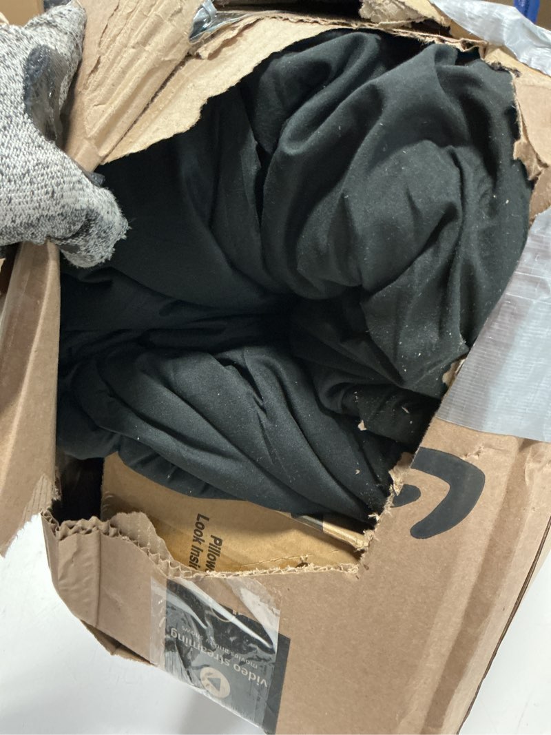 Condition photo showing As Is for CozyLux Queen Comforter Set Black, 3 Pieces Solid Comforters Queen Size Breathable Quilted Bedding Sets, Luxury Soft Microfiber Down Alternative Comforter for All Season (1 Comforter & 2 Pillowcases) Black Queen