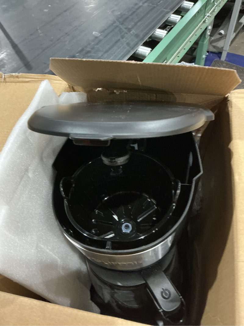 Condition photo showing As Is for (incomplete, missing parts)gourmia 12 cup one-touch coffee maker – pause and serve with automatic keep warm, easy view water window, compact design, stainless steel accents, black