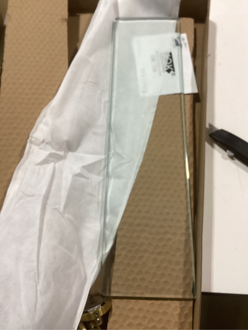 Condition photo showing As Is for JQK Bathroom Glass Shelf Chrome, Tempered Glass Shower Storage 24 by 5 inches, 304 Stainless Steel Polished Chrome Wall Mount, TGS101L24-CH 24 Inch (1 Pack) Chrome