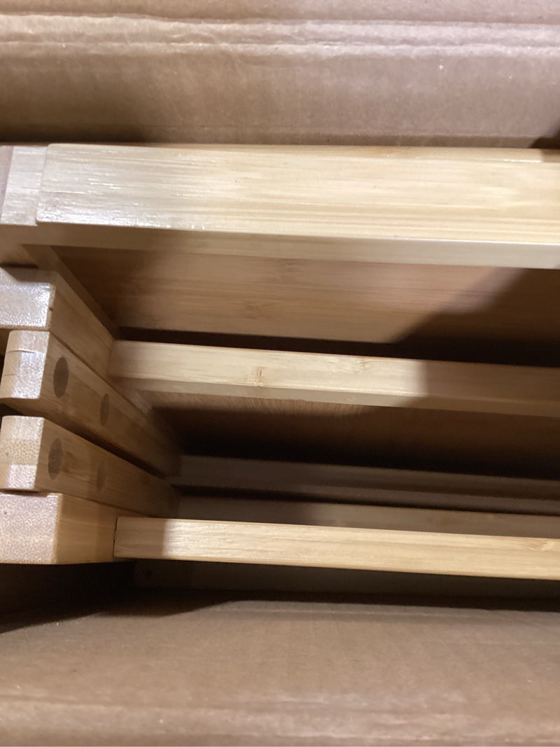 Condition photo showing Good Condition for viagdo storage tall slim cabinet with shutter door and 3 tier shelves, freestanding linen tower cabinet for living room, kitchen, bathroom organizer, natural bamboo nature