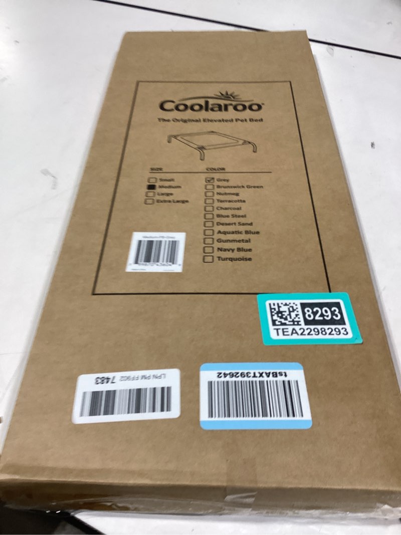 Condition photo showing New/Like New for Coolaroo Original Elevated Dog Bed - Breathable Off-The-Ground Pet Bed with Cooling Fabric, Joint Relief & Moisture-Resistant Fabric, 100% Recyclable, Easy Clean, Grey, Medium Medium Dog Bed Grey