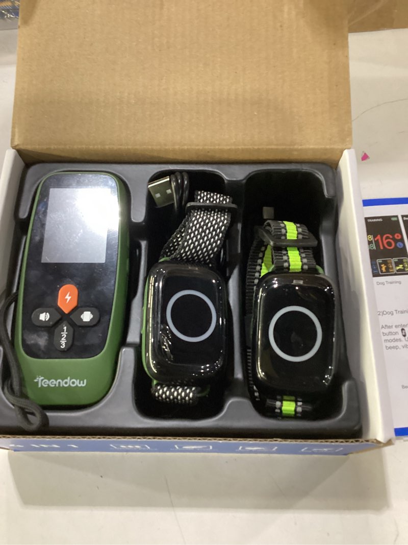 Condition photo showing As Is for not tested teendow t800 pro wireless dog fence for 2 dogs zero delay response fence for 2 dogs, perimeter pet collar with safety-lock hd display rechargeable waterproof portable