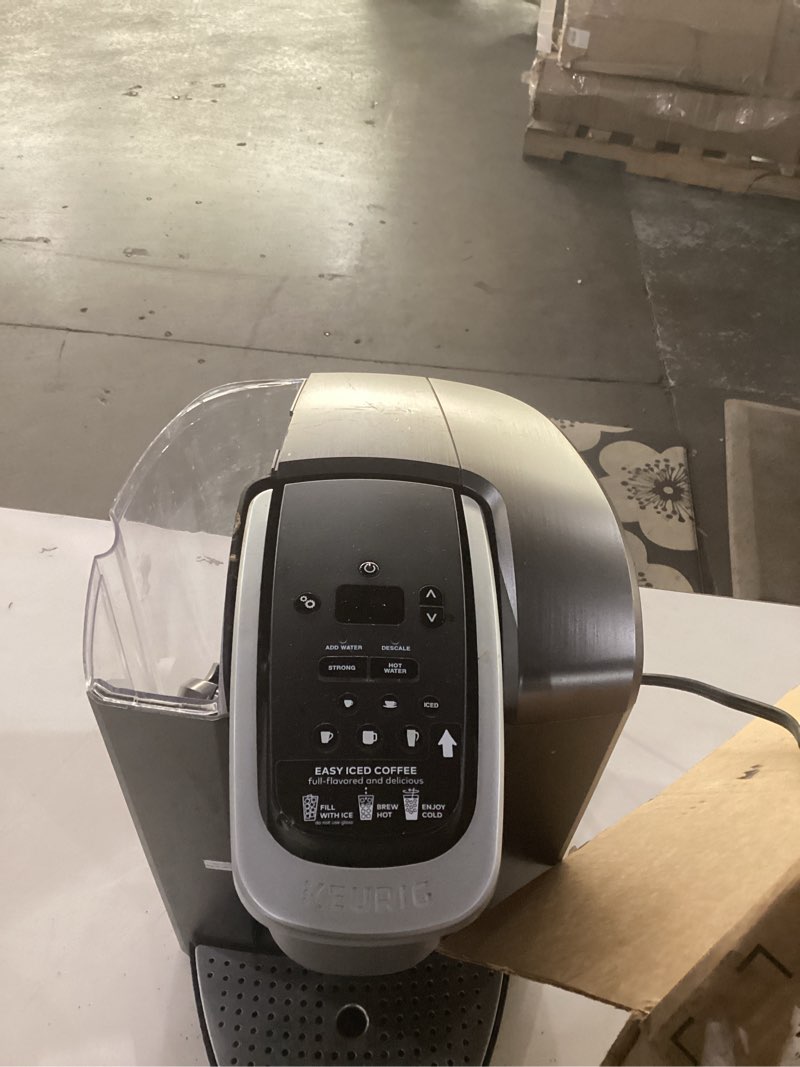 Condition photo showing As Is for Keurig K-Elite Single Serve K-Cup Pod Coffee Maker, with Strength and Temperature Control, Iced Coffee Capability, 8 to 12oz Brew Size, Programmable, Brushed Slate