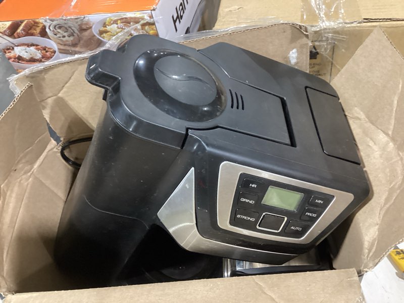 Condition photo showing As Is for black and decker black+decker 12-cup mill and brew coffeemaker, black, cm5000b 12-cup coffee system