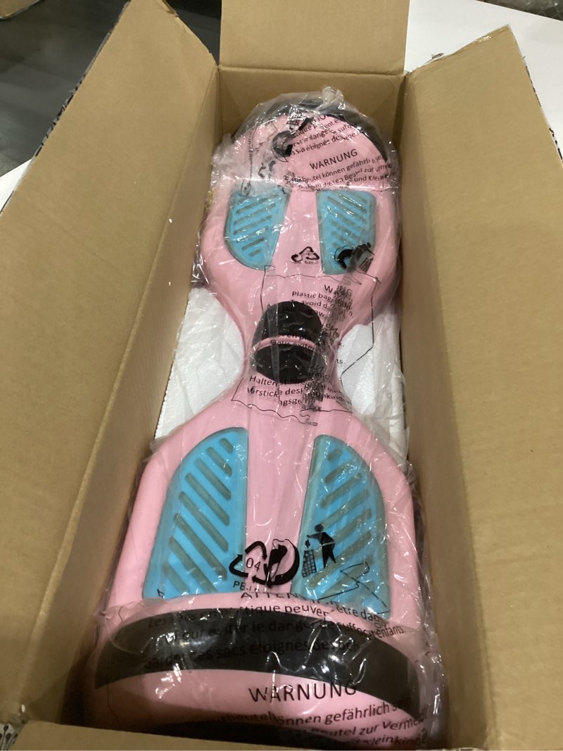 Condition photo showing As Is for simate hoverboard, bluetooth all terrain hover boards with led lights and app control, gifts for kids adults girls boys, for all ages pink blue