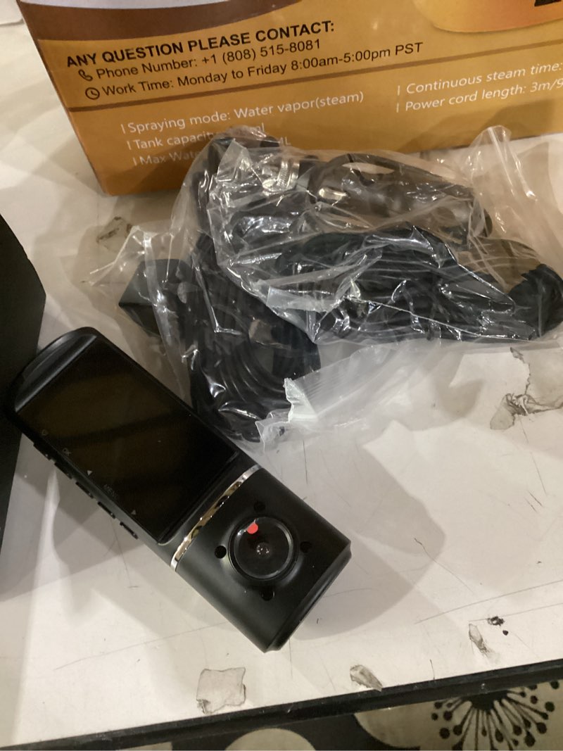 Condition photo showing Good Condition for dash cam front and rear, 1080p dash camera for cars, 3 channel car camera front rear and inside with 32gb card, loop recording, night vision, hdr, 24hr parking, g-sensor