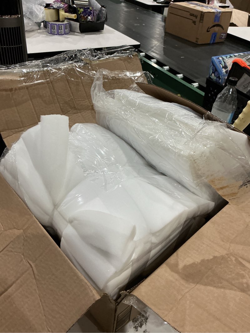 Condition photo showing As Is for 50 pack sound proof foam panels for walls, 2 x 12 x 12 inches acoustic foam panels, high density acoustic panels sound absorbing, noise cancelling studio wedges, white (not include adhesive) 50packs all white