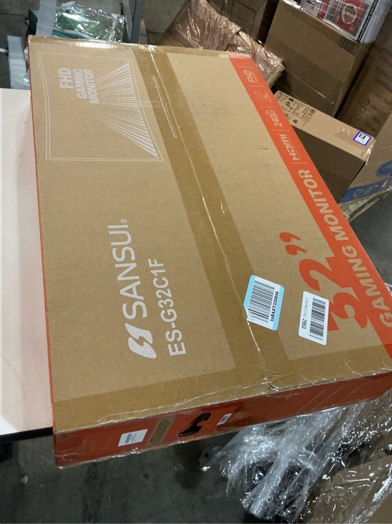 Condition photo showing As Is for SANSUI 32 Inch Curved 240Hz Gaming Monitor High Refresh Rate, FHD 1080P Gaming PC Monitor HDMI DP1.4, Curved 1500R, 1Ms MPRT, HDR,Metal Stand,VESA Compatible(DP Cable Incl.) 32in 240Hz Curved Gaming FHD 32in 240Hz Curved Gaming FHD