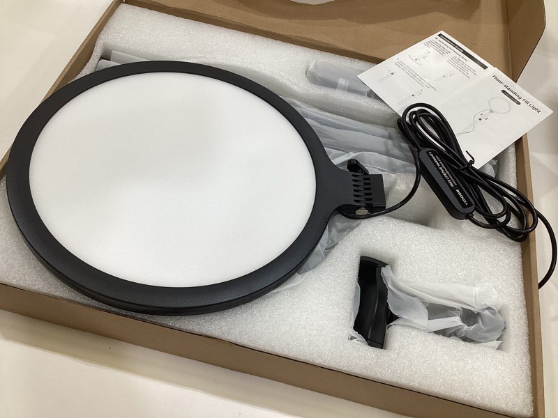Condition photo showing As Is for 10.5" ring light with stand and phone holder - 69" tripod for iphone with light, professional led ringlight for video recording/make up/streaming, full screen light ring for youtube, tiktok (black)