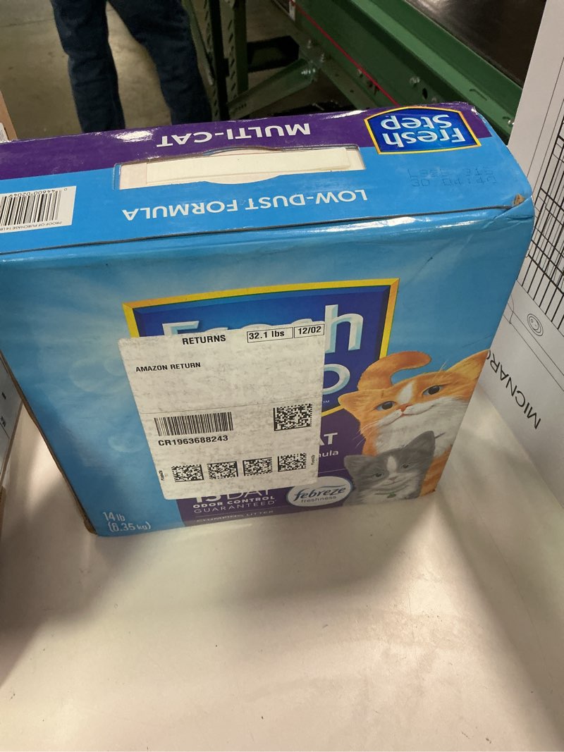 Condition photo showing New/Like New for Fresh Step Clumping Cat Litter, Multi-Cat, Long Lasting Odor Control Kitty Litter with Activated Charcoal, Low Dust Formula, 14 lb