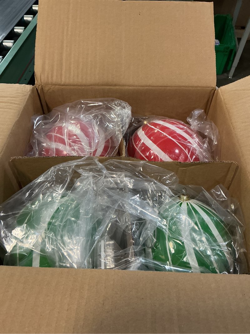 Condition photo showing New/Like New for 8 pcs large christmas ball ornaments light up 6 inch plastic hanging bulbs lighted battery powered reusable led christmas globe ball for outdoor indoor xmas tree decoration gift