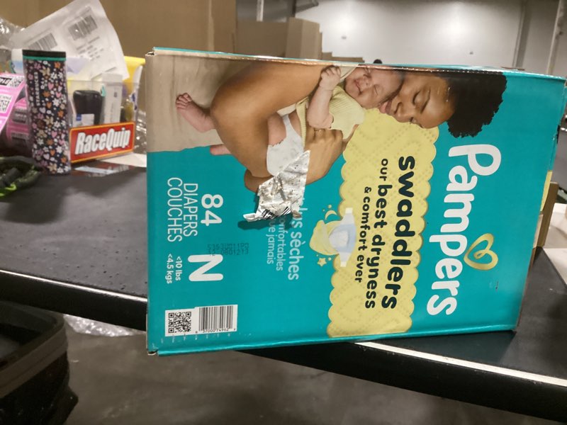 Condition photo showing New/Like New for pampers swaddlers diapers newborn - size 0, 84 count, ultra soft disposable baby diapers