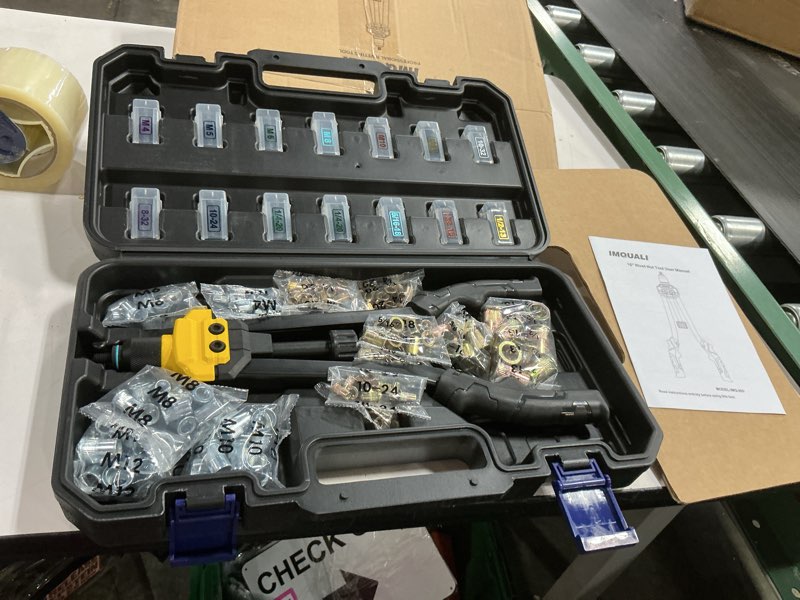 Condition photo showing New/Like New for rivet nut tool rivet nut kit, 16" rivnut tool kit with 14 metric & sae mandrels rivet nut assortment kit with 140 rivet nuts, hand riveters nutsert tool kit with durable blow molded case black