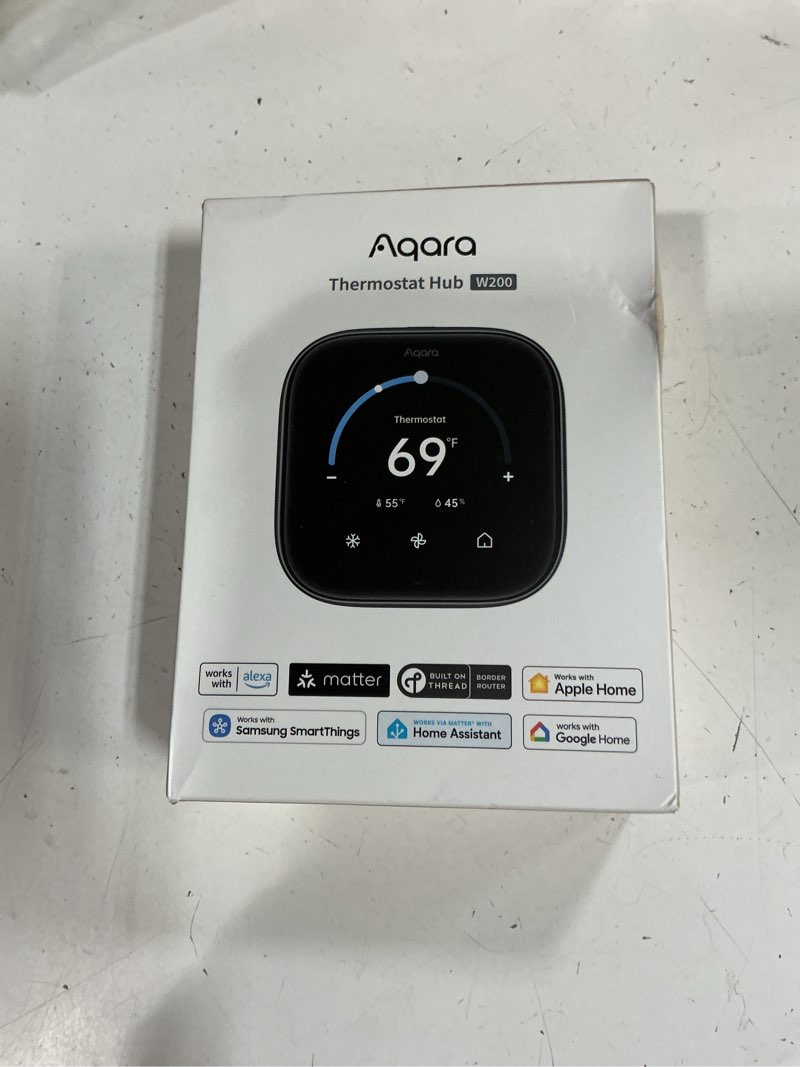 Condition photo showing New/Like New for aqara smart thermostat w200 with apple adaptive temperature & clean energy guidance, 4" touchscreen, matter controller, built-in radar sensor, works with apple home, siri, google assistant, alexa