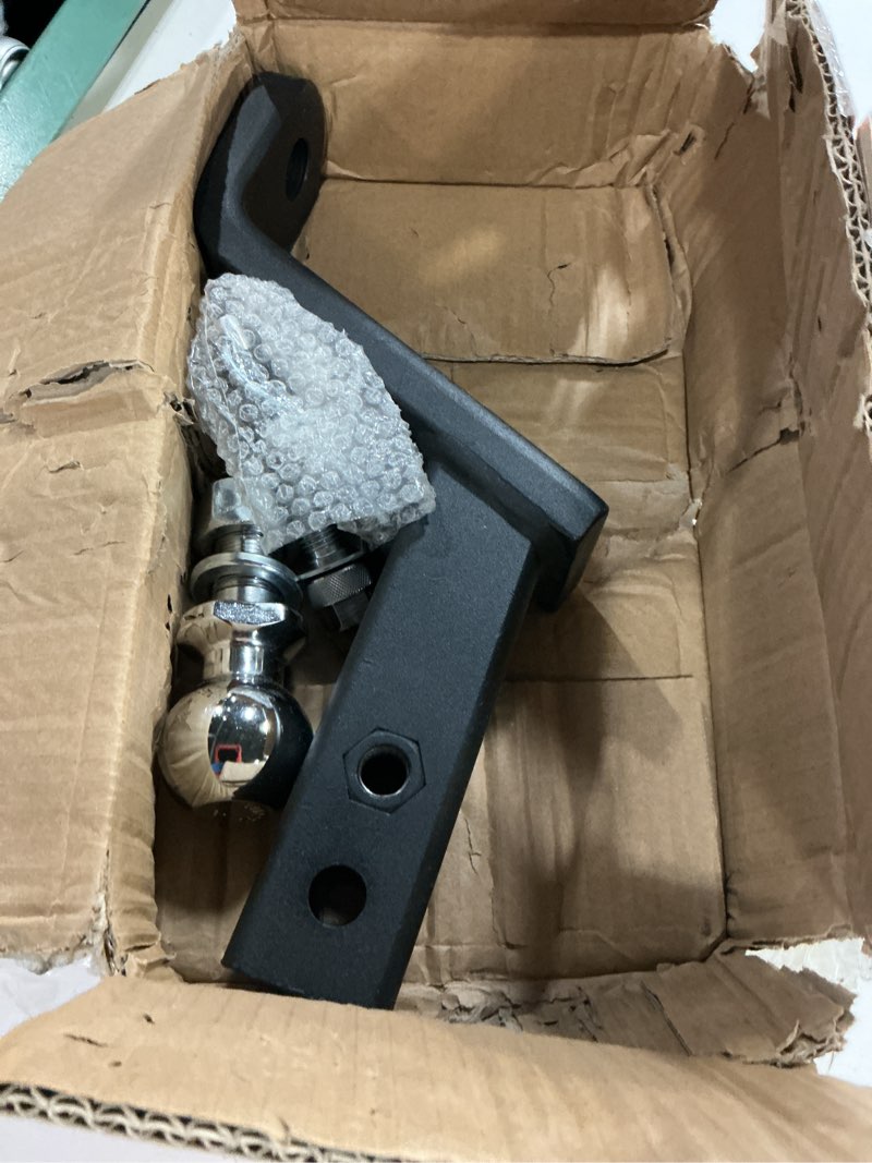 Condition photo showing Good Condition for trailer hitch mount with 2-inch ball, fits 2-in receiver, 6" drop, 7,500 lbs, includes 5/8” screw-in hitch pin 6" drop 1