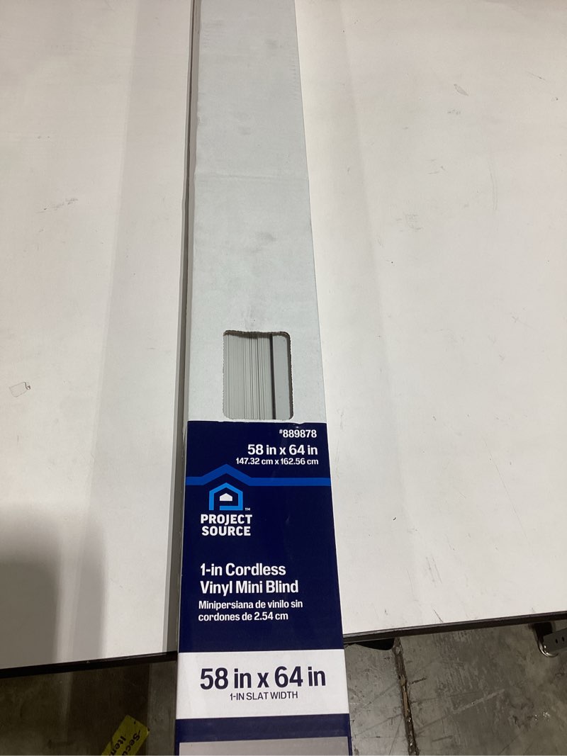 project source 1-in slat width 58-in x 64-in cordless white vinyl light filtering mini-blinds