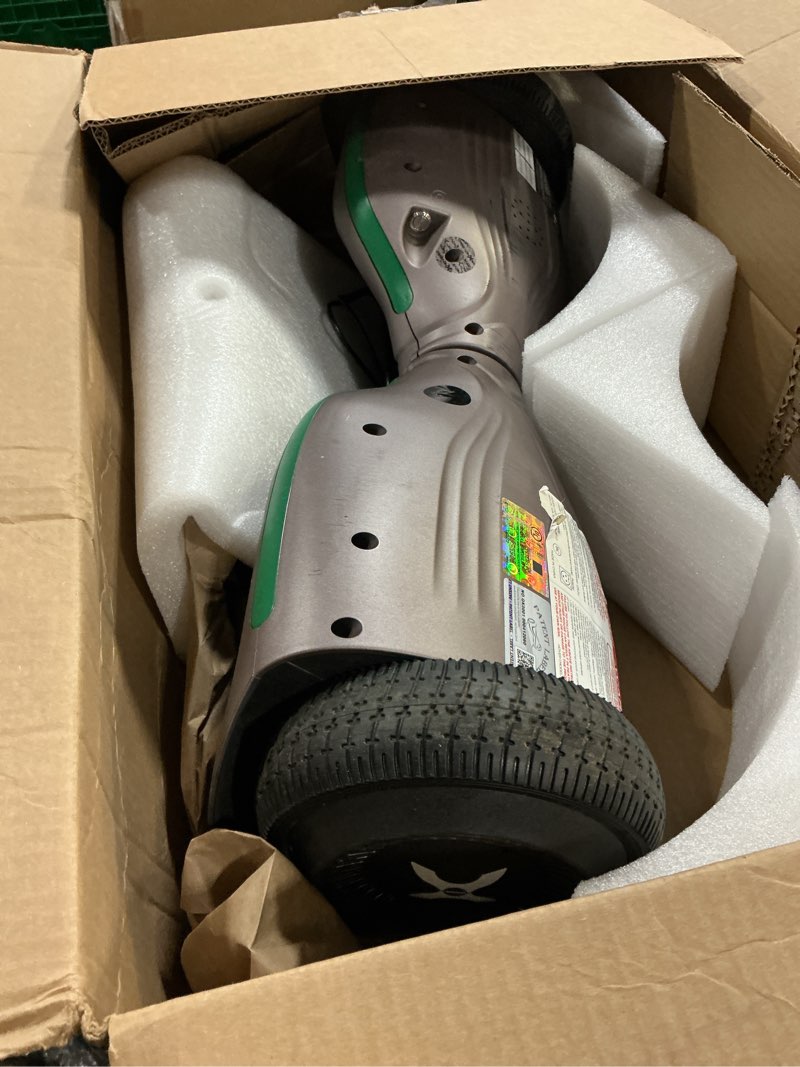 Condition photo showing As Is for hover-1 ranger electric self balancing scooter with dual 200w motors, 7 mph max speed, 6 miles max range, and 6.5” tires
