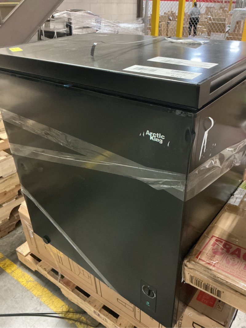 Condition photo showing As Is for arctic king aerc07m3cbb 7.0 cu ft chest freezer, convertible, black